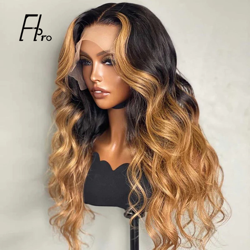 1B/27 Ombre Full Lace Wig Body Wave Honey Blonde Color with Dark Roots